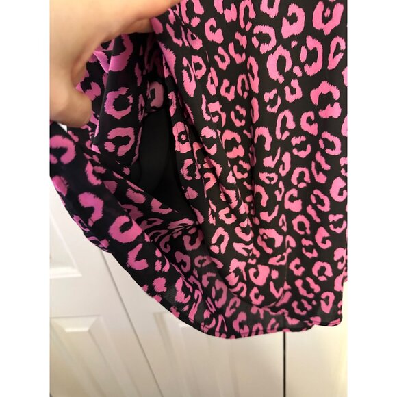 Pink & Black Leopard Print Sleeveless Swing Dress With Adjustable Straps NEW S - Picture 4 of 9